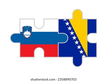puzzle pieces of slovenia and bosnia flags. vector illustration isolated on white background