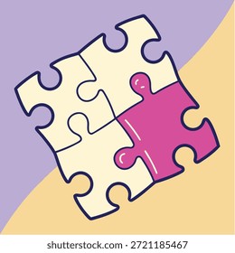 Conceito de solução de peças de quebra-cabeça com ilustração de vetor de peça ausente