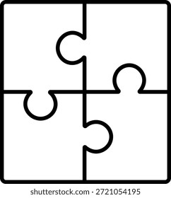 Icono de esquema de solución de piezas de rompecabezas
