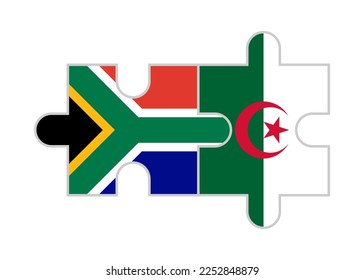 puzzle pieces of south africa and algeria flags. vector illustration isolated on white background