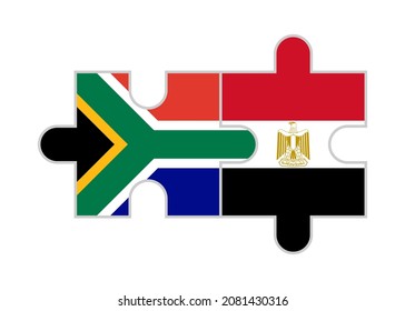 puzzle pieces of south africa and egypt flags. vector illustration isolated on white background
