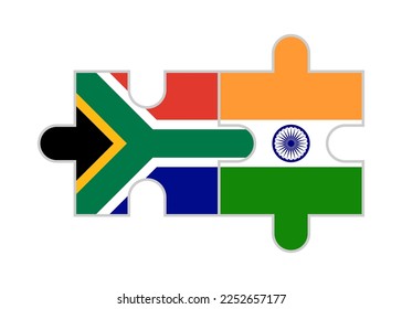 puzzle pieces of south africa and india flags. vector illustration isolated on white background