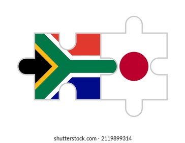 puzzle pieces of south africa and japan flags. vector illustration isolated on white background