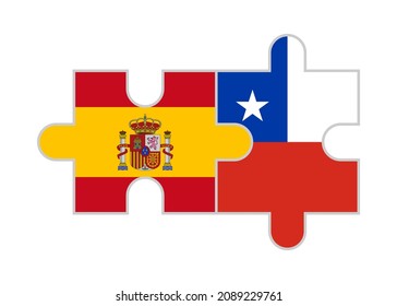 Puzzleteile von Spain- und Kachelflaggen. Vektorgrafik einzeln auf weißem Hintergrund