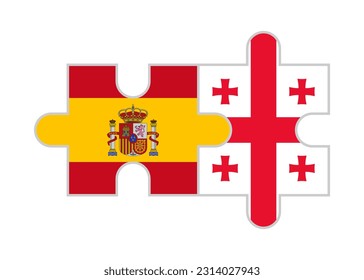 puzzle pieces of spain and georgia flags. vector illustration isolated on white background