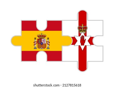 puzzle pieces of spain and northern ireland flags. vector illustration isolated on white background