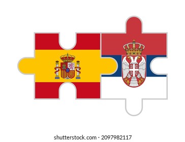 puzzle pieces of spain and serbia flags. vector illustration isolated on white background
