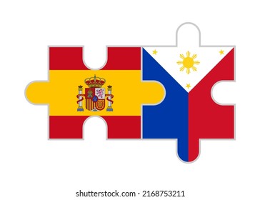puzzle pieces of spanish and filipino flags. vector illustration isolated on white background