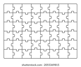 Cuadrado de piezas de rompecabezas. Plantilla de patrón de rompecabezas, cuadrícula cuadrada de juego blanco. Baldosas mosaicas, metáfora del equipo de negocios geométrico vacío, fondo vectorial reciente