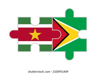 puzzle pieces of suriname and guyana flags. vector illustration isolated on white background
