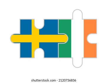 puzzle pieces of sweden and ireland flags. vector illustration isolated on white background
