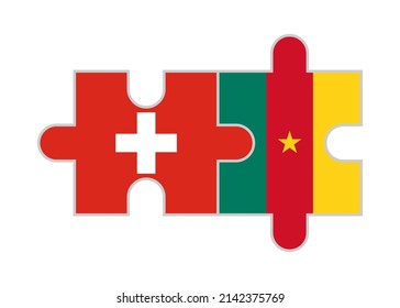 puzzle pieces of switzerland and cameroon flags. vector illustration isolated on white background