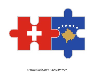 puzzle pieces of switzerland and kosovo flags. vector illustration isolated on white background