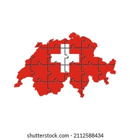 puzzle pieces of switzerland map. vector illustration isolated on white background