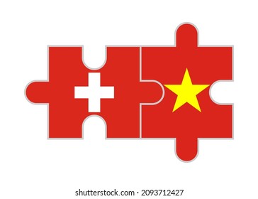 puzzle pieces of switzerland and vietnam flags. vector illustration isolated on white background	