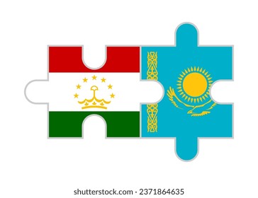 puzzle pieces of tajikistan and kazakhstan flags. vector illustration isolated on white background