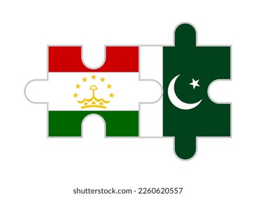 puzzle pieces of tajikistan and pakistan flags. vector illustration isolated on white background