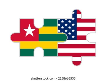puzzle pieces of togo and usa flags. vector illustration isolated on white background