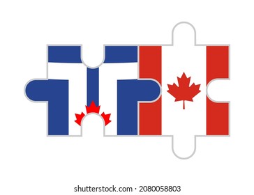 puzzle pieces of toronto and canada flags. vector illustration isolated on white background
