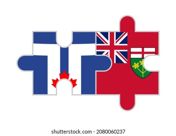 puzzle pieces of toronto and ontario flags. vector illustration isolated on white background
