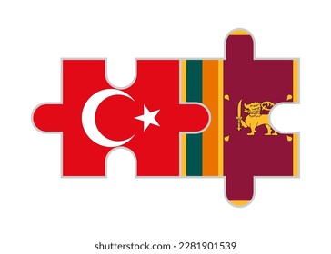 puzzle pieces of turkey and sri lanka flags. vector illustration isolated on white background