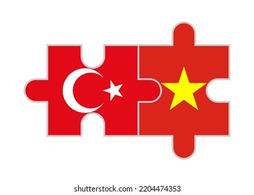 puzzle pieces of turkey and vietnam flags. vector illustration isolated on white background