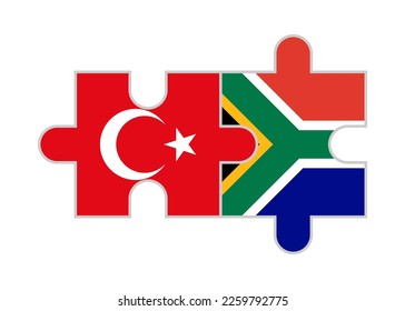 puzzle pieces of turkish and south african flags. vector illustration isolated on white background
