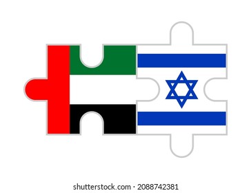 puzzle pieces of uae and israel flags. vector illustration isolated on white background
