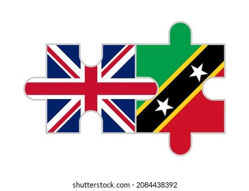 puzzle pieces of uk and saint kitts and nevis flags. vector illustration isolated on white background