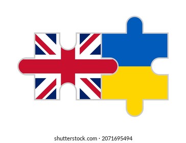 puzzle pieces of uk and ukraine flags. vector illustration isolated on white background
