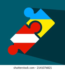 puzzle pieces of Ukraine and Austria states flags. vector illustration isolated on white background.