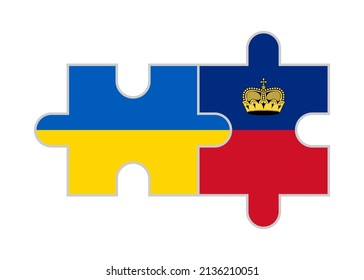 puzzle pieces of ukraine and liechtenstein flags. vector illustration isolated on white background
