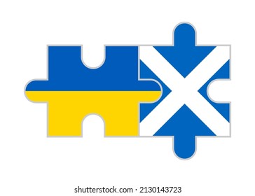 puzzle pieces of ukraine and scotland flags. vector illustration isolated on white background