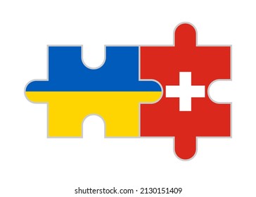 puzzle pieces of ukraine and switzerland flags. vector illustration isolated on white background