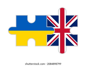 puzzle pieces of ukraine and uk flags. vector illustration isolated on white background