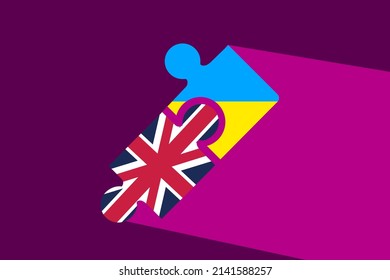 puzzle pieces of Ukraine and United Kingdom states flags. vector illustration isolated on white background.