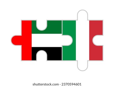 puzzle pieces of united arab emirates and italy flags. vector illustration isolated on white background