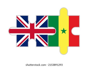 puzzle pieces of united kingdom and senegal flags. vector illustration isolated on white background