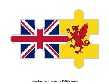 puzzle pieces of united kingdom and Somerset flags. vector illustration isolated on white background