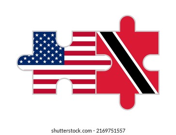 puzzle pieces of united states and trinidad flags. vector illustration isolated on white background