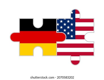 puzzle pieces of usa and germany flags. vector illustration isolated on white background