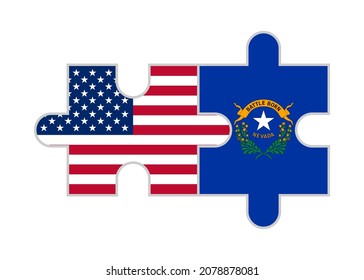 puzzle pieces of usa and nevada flags. vector illustration isolated on white background
