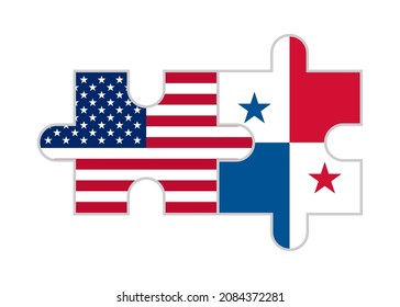 puzzle pieces of usa and panama flags. vector illustration isolated on white background