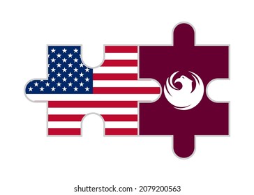 puzzle pieces of usa and phoenix flags. vector illustration isolated on white background
