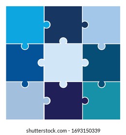 Piezas de puzzle vectoriales en colores azules - pictograma de jigsaw vectorial