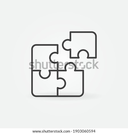 Puzzle Pieces vector concept simple icon or symbol in thin line style