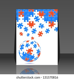 Puzzle pieces vector design - flyer