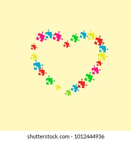 Puzzle pieces vector heart.