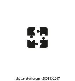 puzzle pieces vector icon on white background
