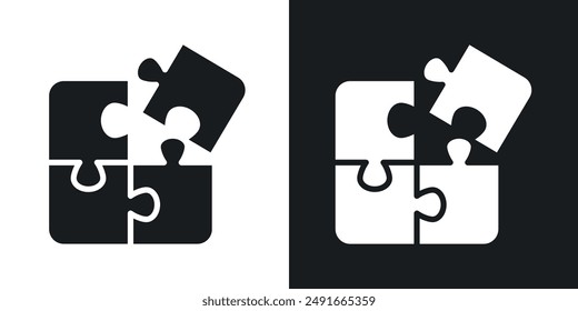 Puzzle pieces vector icon set in solid style.
